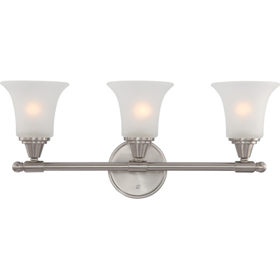 Nuvo Lighting 60/4143  Surrey - 3 Light Vanity Fixture with Frosted Glass in Brushed Nickel Finish